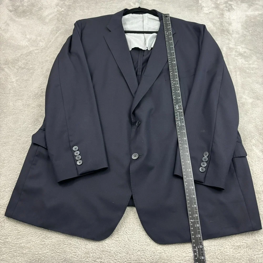 Samuelsohn Blazer Mens 54R Black 100% Wool Guabello Two Button Notch Lapel Italy